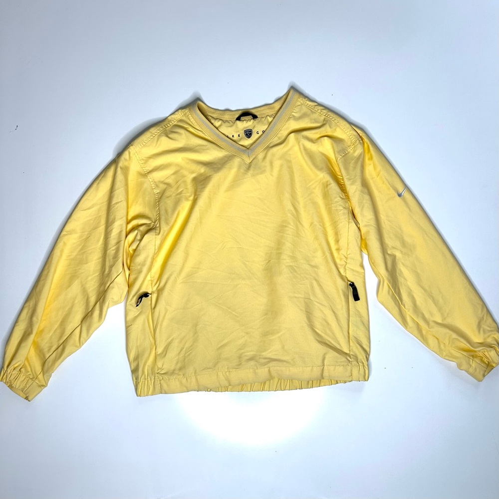 Nike Golf Men’s Yellow V-Neck Windshirt Pullover Shirt Windbreaker Size Medium